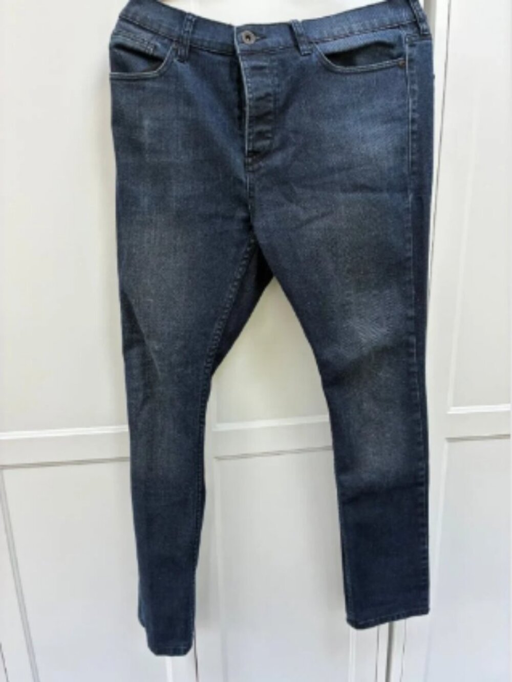 RUDE Men Slouch Skinny Dark Wash Jeans 34x32